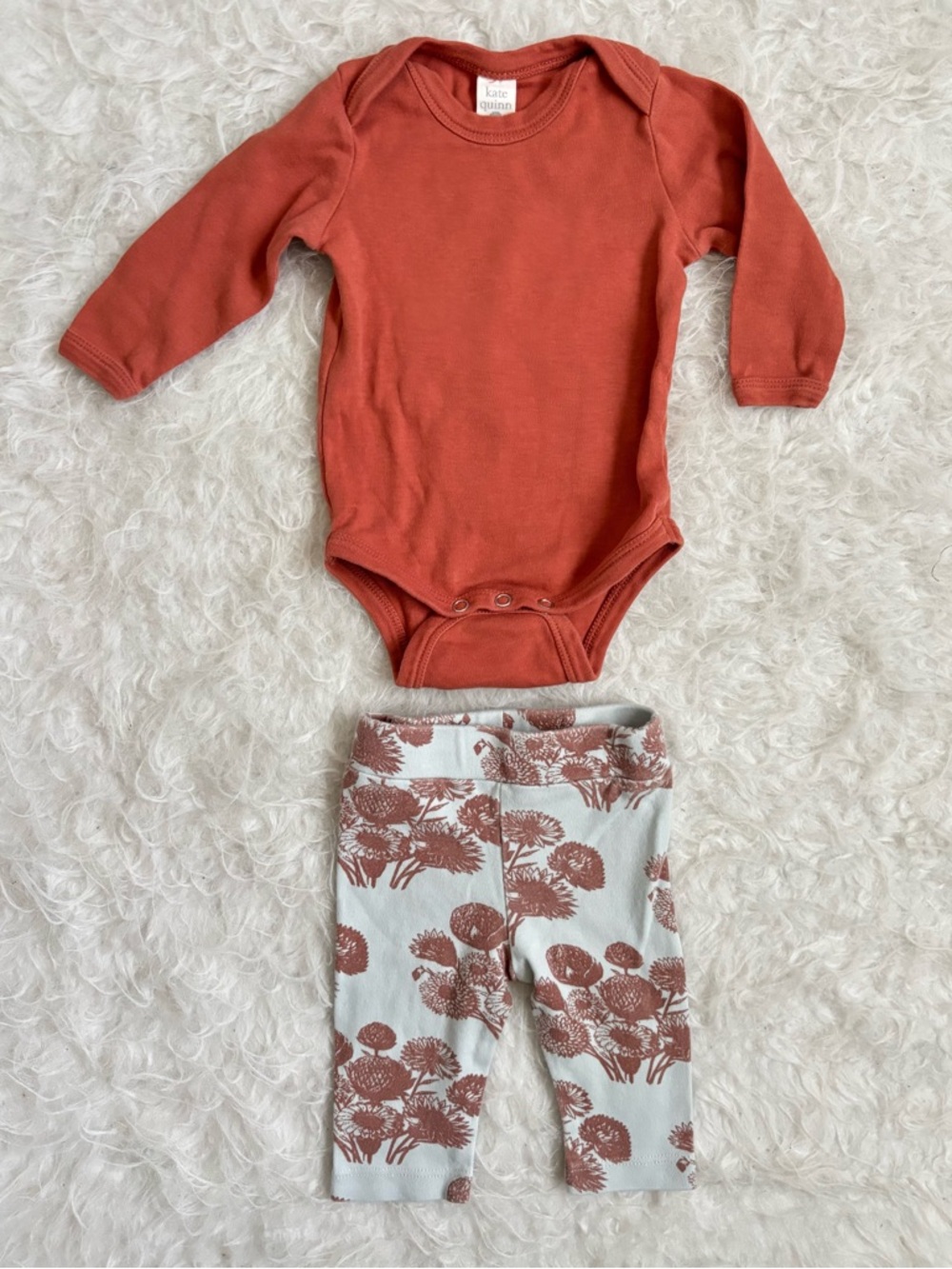 kate quinn Baby Terracotta Cottagecore Baby Bodysuit & Leggings Set